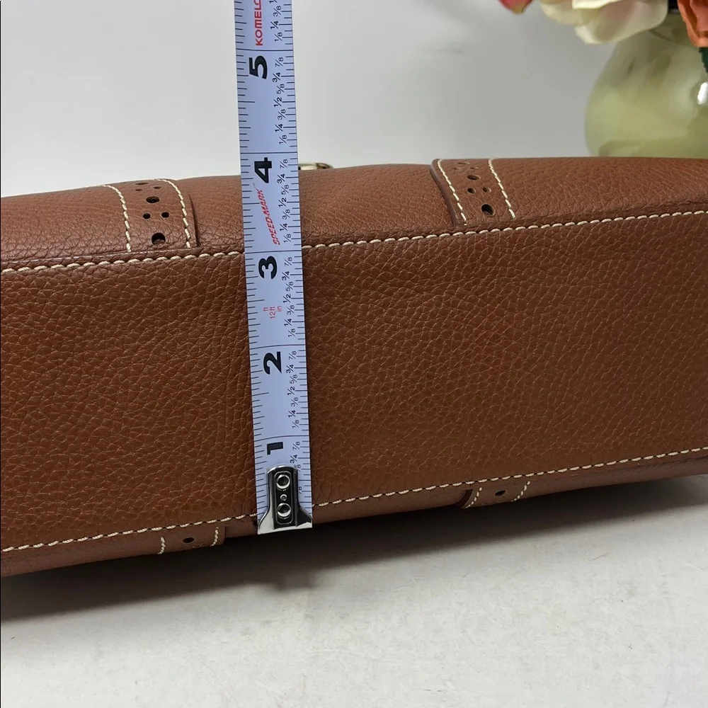 DOONEY & BOURKE SHOULDER HAND BAG CARAMEL COLOR GENUINE PEBBLED LEATHER TASSEL